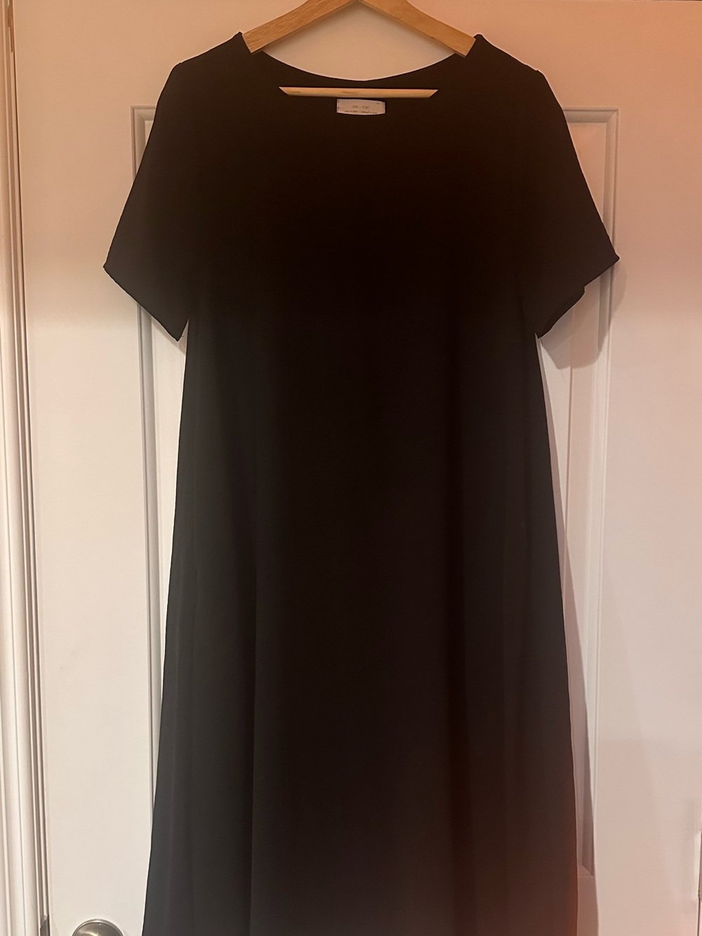 OAK + FORT Black Short-Sleeve A-Line Dress